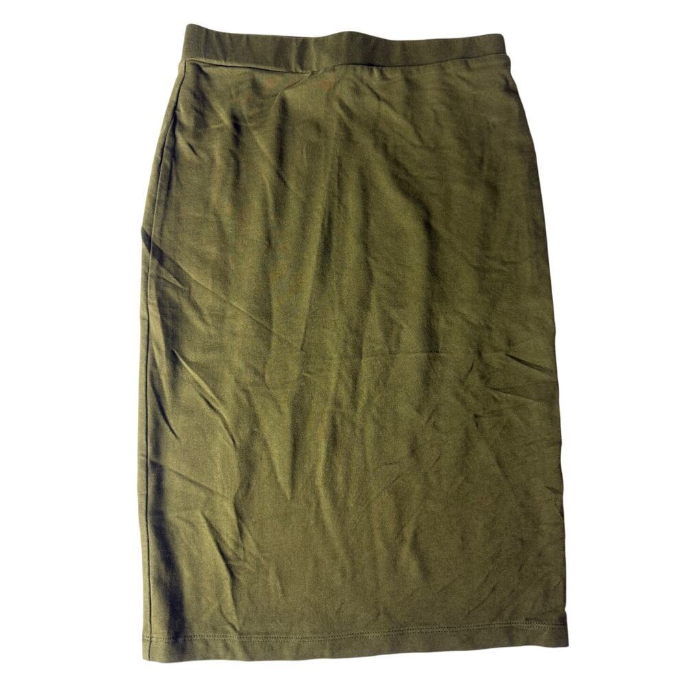 Forever 21 Women's Olive Green Slit Hem Stretch Skirt S